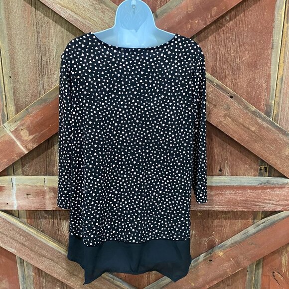 Adrianna Papell Heart Print Tunic Shirt Top Women's 1X Black Romance Valentines - Picture 3 of 12